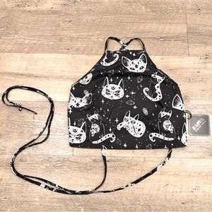 NEW Cosmic Cat Celestial Crop Top with Open Strappy Back